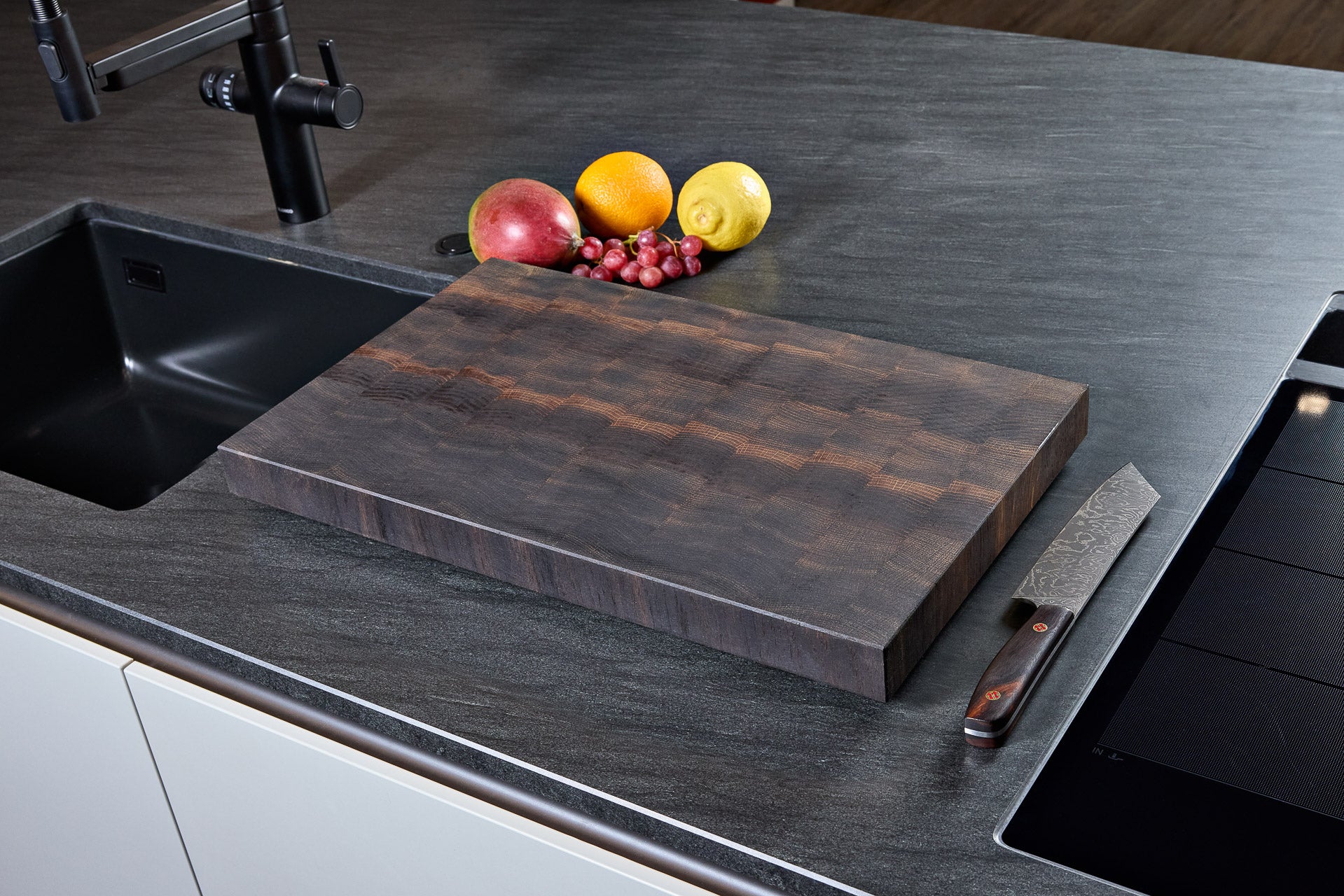 Schneidebrett Stirnholz / Hirnholz aus geräucherter Eiche